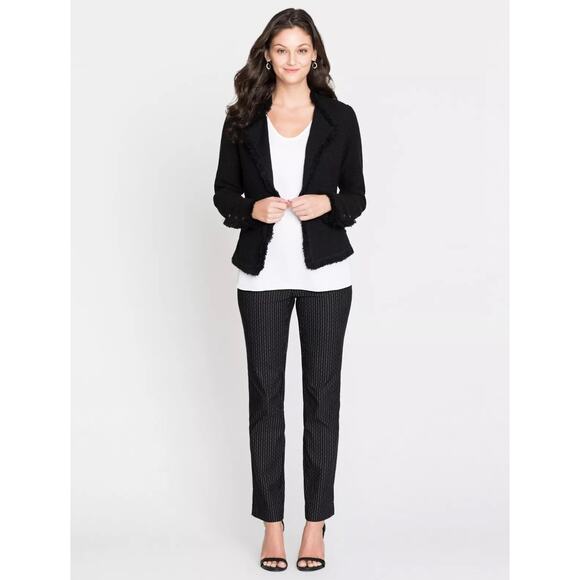 Nic + Zoe Womens Work Stretch Pant Black Onyx Broken Stripe 4P Pull On Formals - Picture 1 of 12